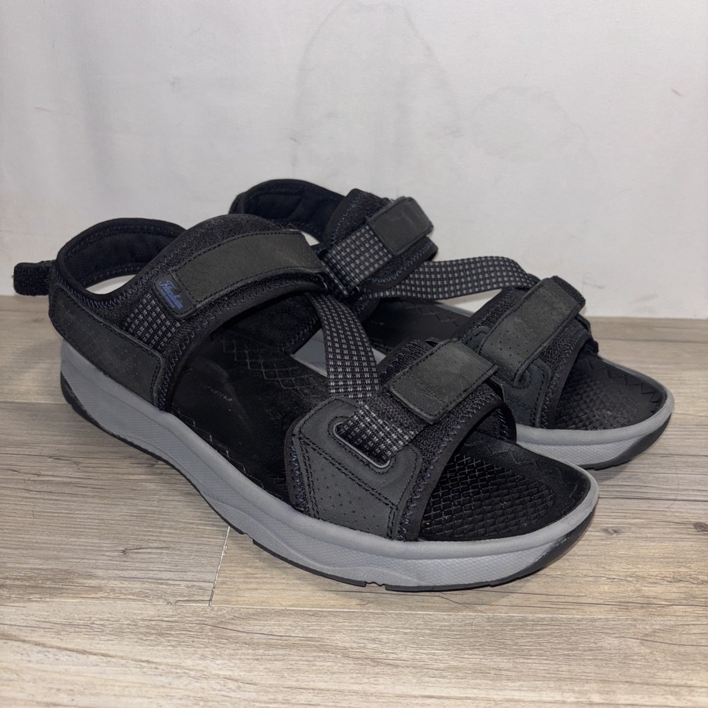 Mens 12 Florsheim Tread Lite River Sandal Black Leather 14362-001